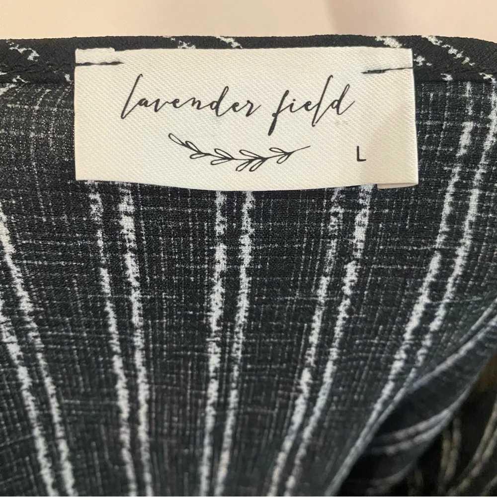 Anthropologie Lavender Field Striped Bell Sleeve Blouse With Front Tie Size L - Picture 9 of 9